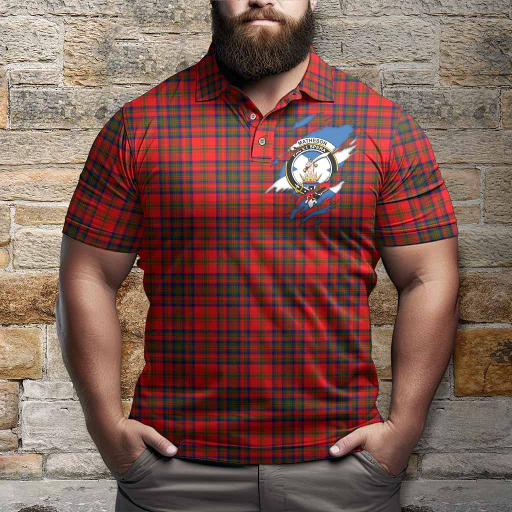 Matheson Clan Crest In Me Tartan Polo Shirt Scotland Flag Style