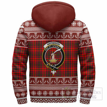 Matheson Clan Tartan Christmas Fleece Hoodie with Family Crest