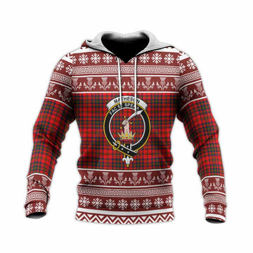 Matheson Clan Tartan Christmas Knitted Hoodie with Family Crest