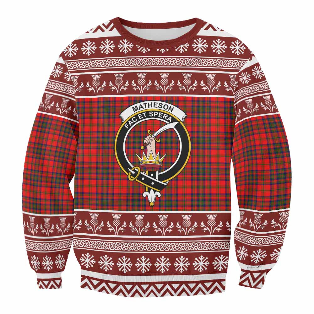 Matheson Clan Tartan Christmas Sweatshirt with Family Crest - Tartan Vibes Clothing