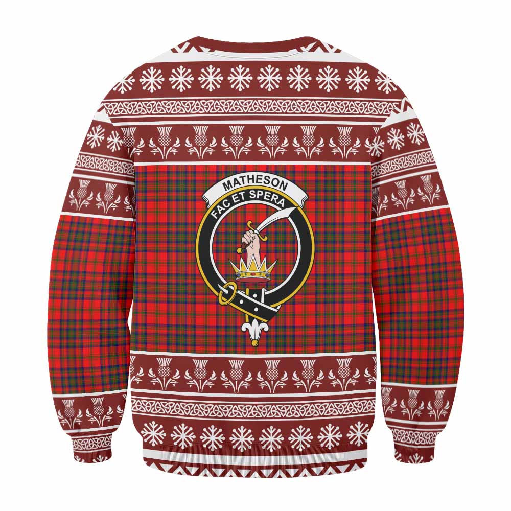 Matheson Clan Tartan Christmas Sweatshirt with Family Crest - Tartan Vibes Clothing