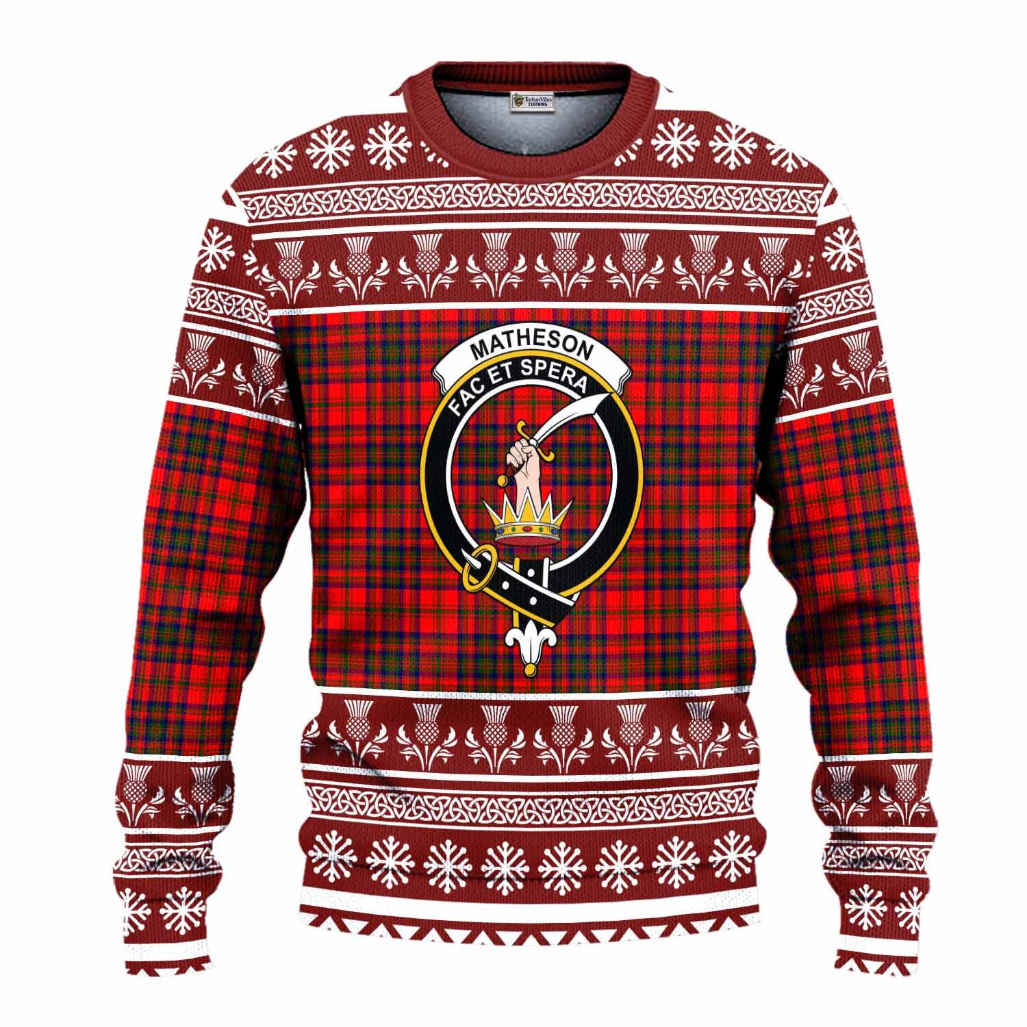 Matheson Clan Tartan Christmas Ugly Sweater with Family Crest - Tartan Vibes Clothing