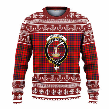 Matheson Clan Tartan Christmas Ugly Sweater with Family Crest