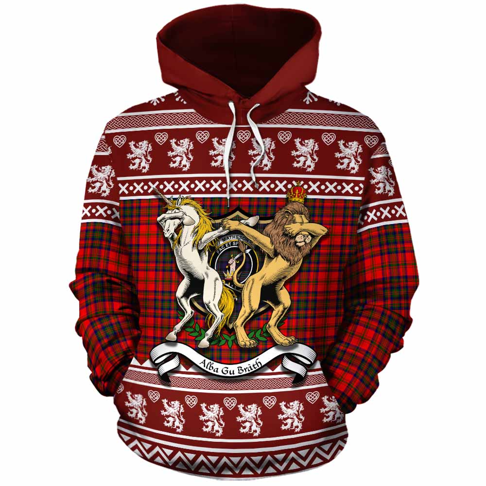 Matheson Clan Tartan Crest Christmas Cotton Hoodie Coat of Arms Funny Style - Tartan Vibes Clothing