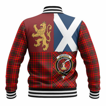 Matheson Crest Tartan Baseball Jacket with Lion Rampant Saltire Style