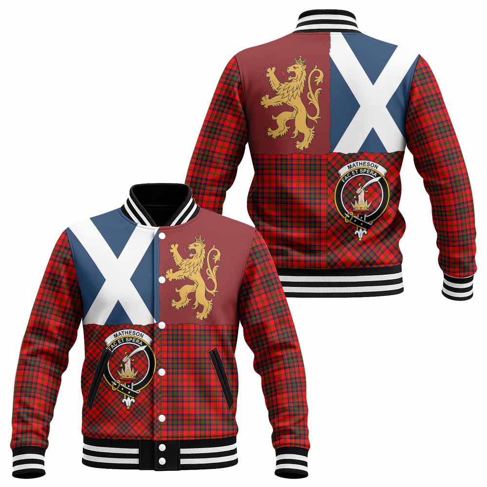 Matheson Crest Tartan Baseball Jacket with Lion Rampant Saltire Style
