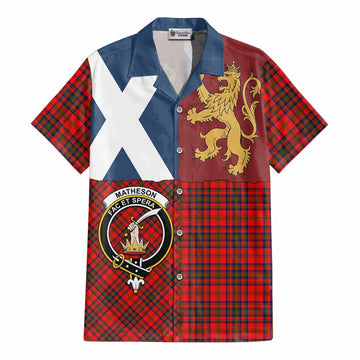 Matheson Crest Tartan Cotton Hawaiian Shirt with Lion Rampant Saltire Style