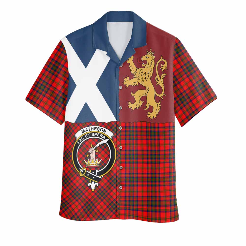 Matheson Crest Tartan Hawaiian Shirt with Lion Rampant Saltire Style