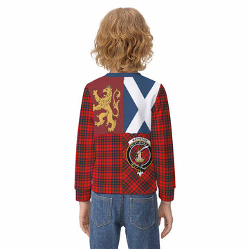 Matheson Crest Tartan Kid Knitted Sweatshirt with Lion Rampant Saltire Style - Tartan Vibes Clothing