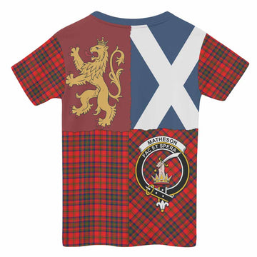 Matheson Crest Tartan Kid T-shirt with Lion Rampant Saltire Style - Tartan Vibes Clothing