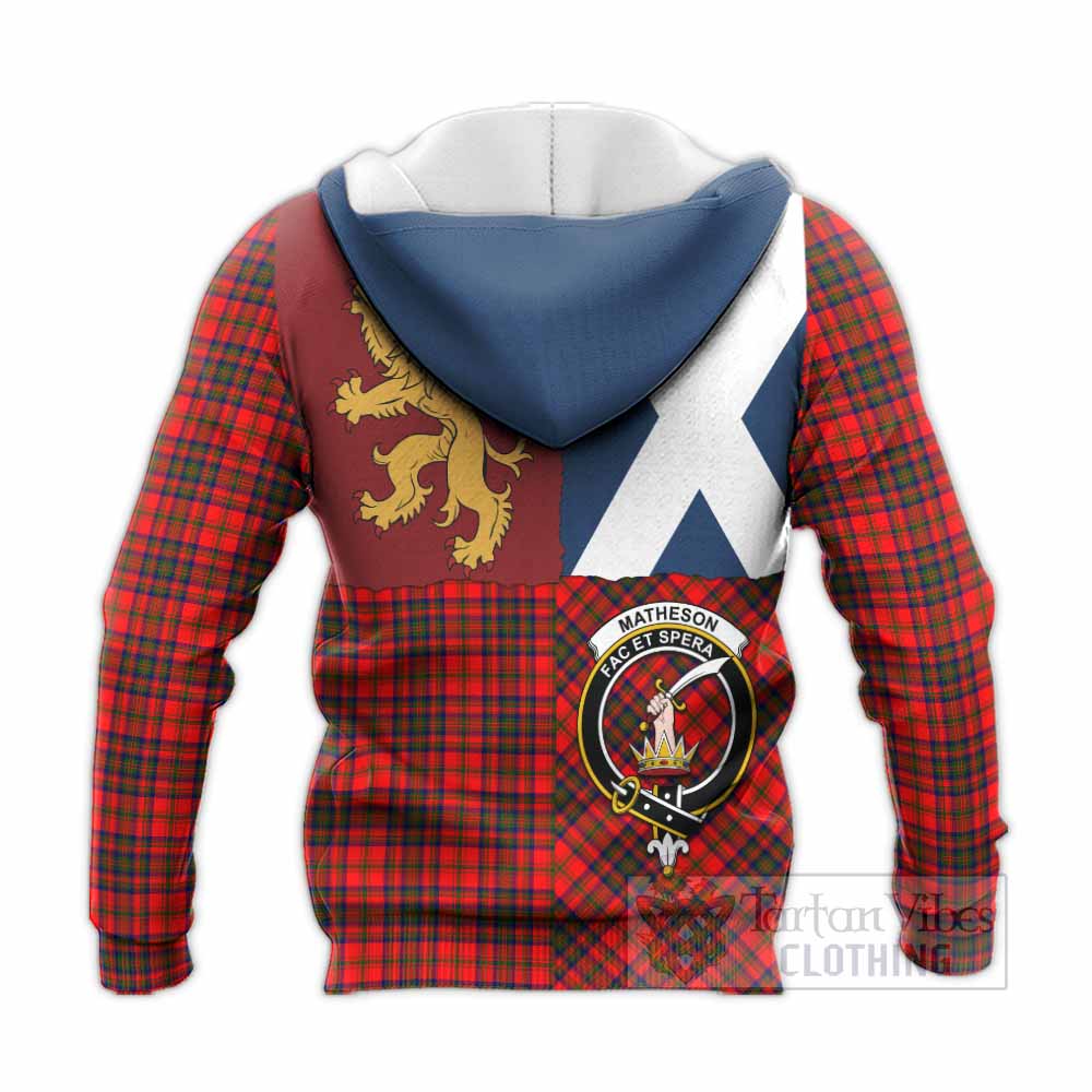 Matheson Crest Tartan Knitted Hoodie with Lion Rampant Saltire Style