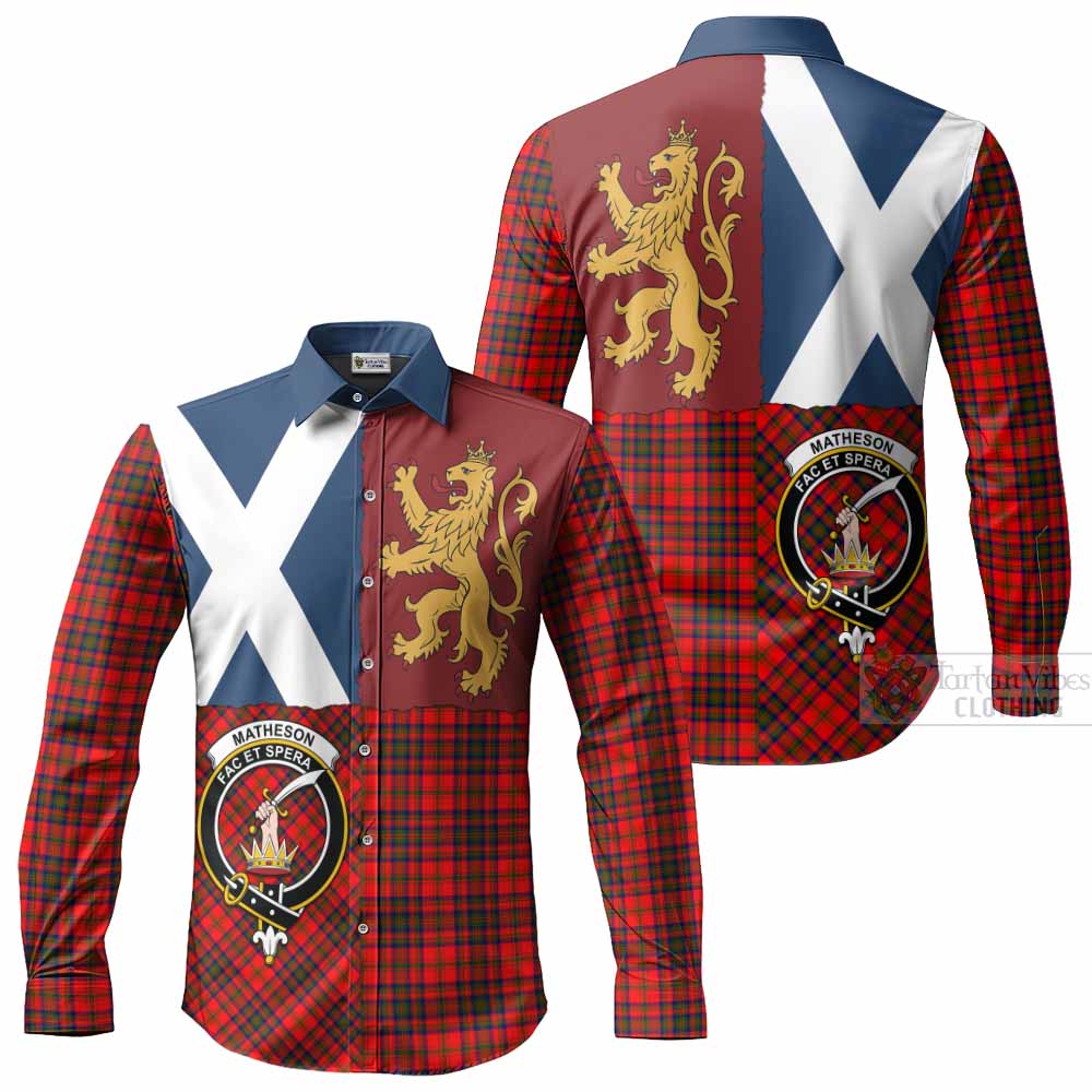 Matheson Crest Tartan Long Sleeve Button Shirts with Lion Rampant Saltire Style