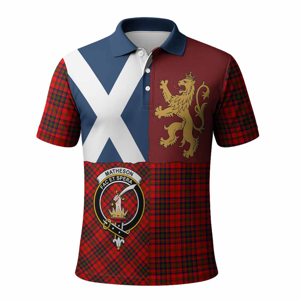 Matheson Crest Tartan Polo Shirt with Lion Rampant Saltire Style