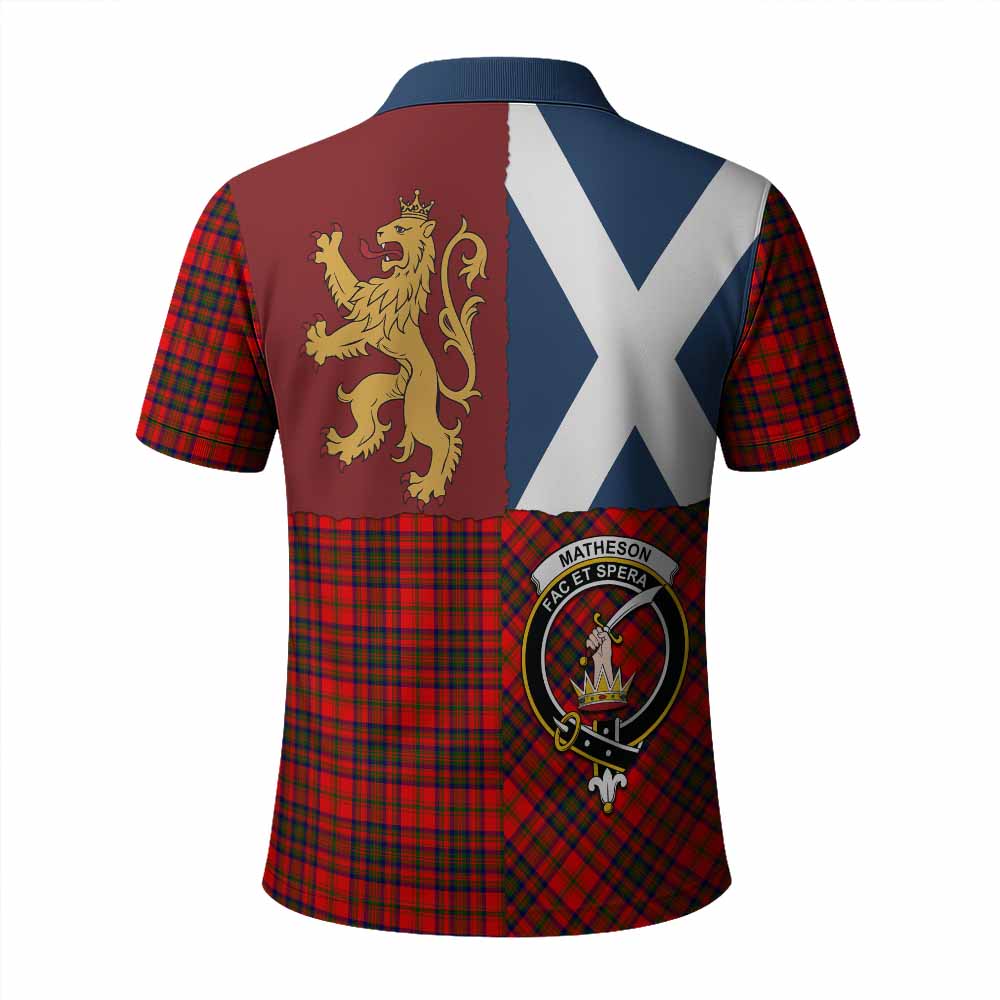 Matheson Crest Tartan Polo Shirt with Lion Rampant Saltire Style