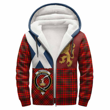 Matheson Crest Tartan Sherpa Hoodie with Lion Rampant Saltire Style