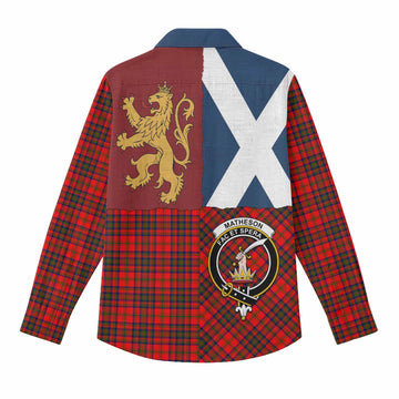 Matheson Crest Tartan Women Casual Shirt with Lion Rampant Saltire Style