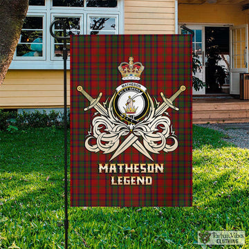 Matheson Dress Tartan Flag with Clan Crest and the Golden Sword of Courageous Legacy