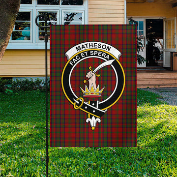 Matheson Dress Tartan Flag with Family Crest