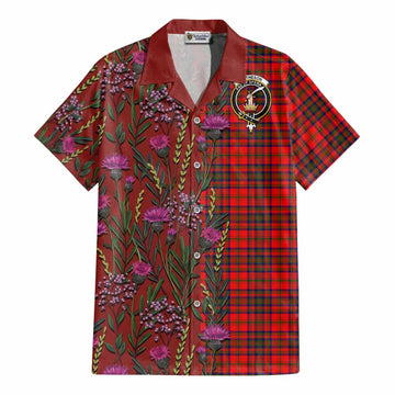 Matheson Family Crest Tartan Cotton Hawaiian Shirt Scottish Thistle Flower Pattern Half Style - Tartan Vibes Clothing