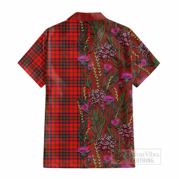 Matheson Family Crest Tartan Cotton Hawaiian Shirt Scottish Thistle Flower Pattern Half Style - Tartan Vibes Clothing