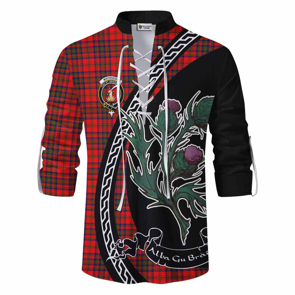 Matheson Family Crest Tartan Ghillie Shirt Alba Thistle Inspired - Tartan Vibes Clothing