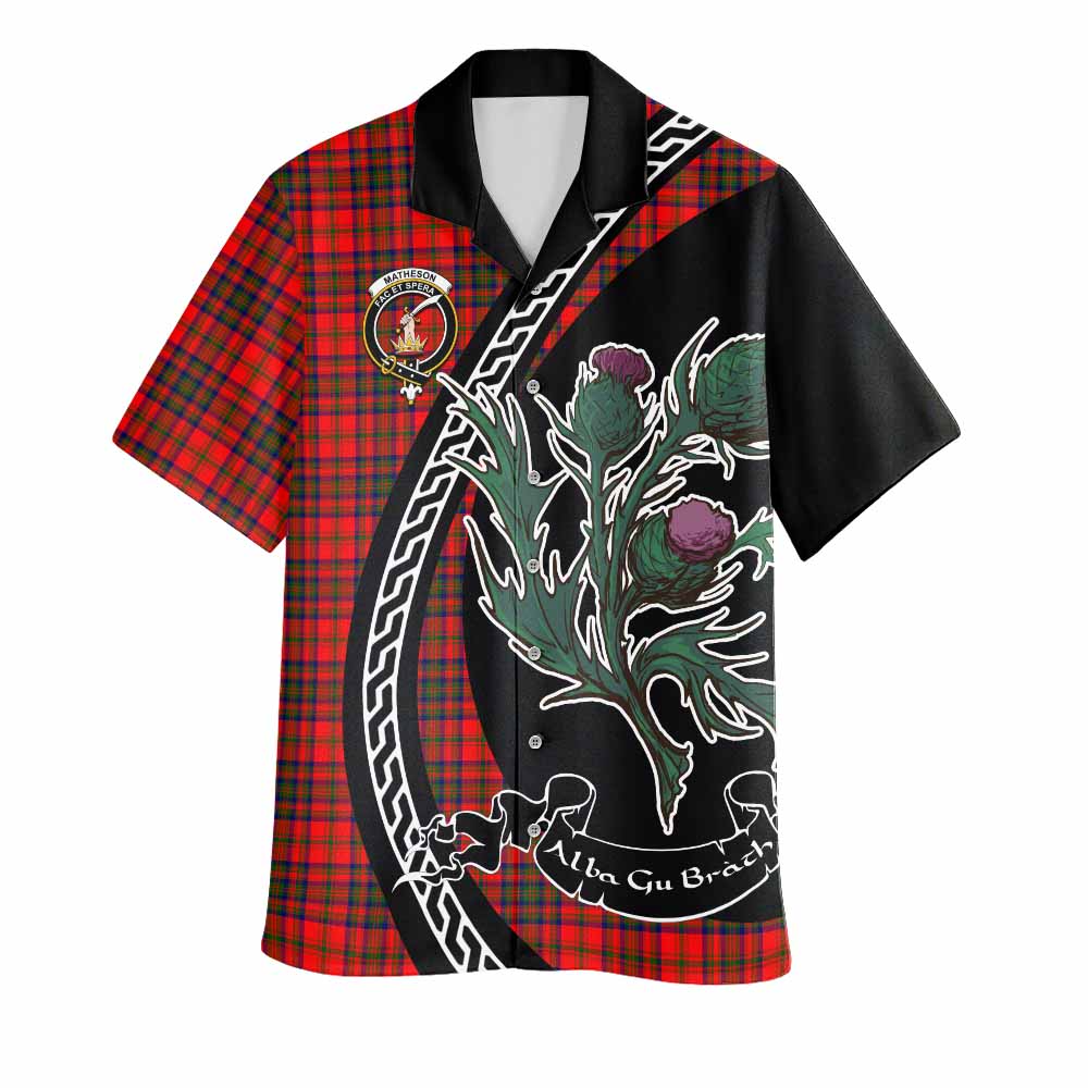 Matheson Family Crest Tartan Hawaiian Shirt Alba Thistle Inspired - Tartan Vibes Clothing