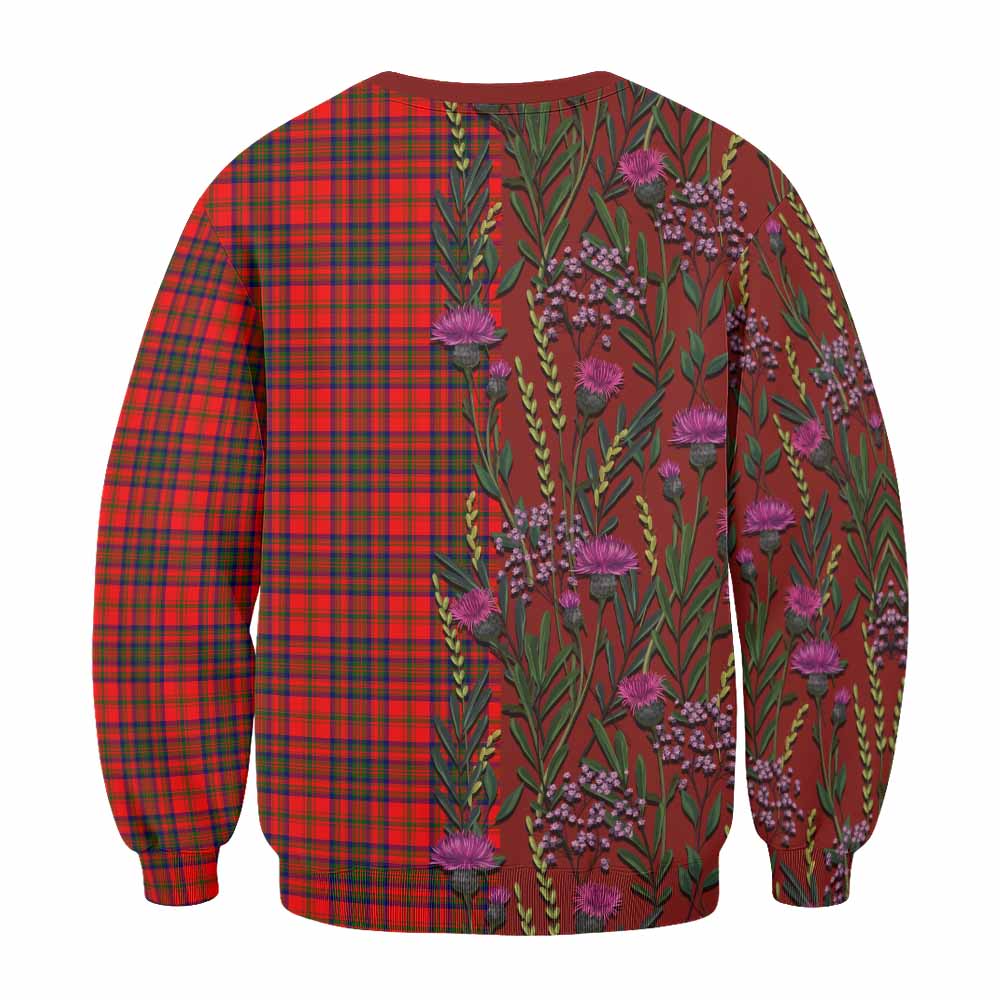 Matheson Family Crest Tartan Sweatshirt Scottish Thistle Flower Pattern Half Style - Tartan Vibes Clothing