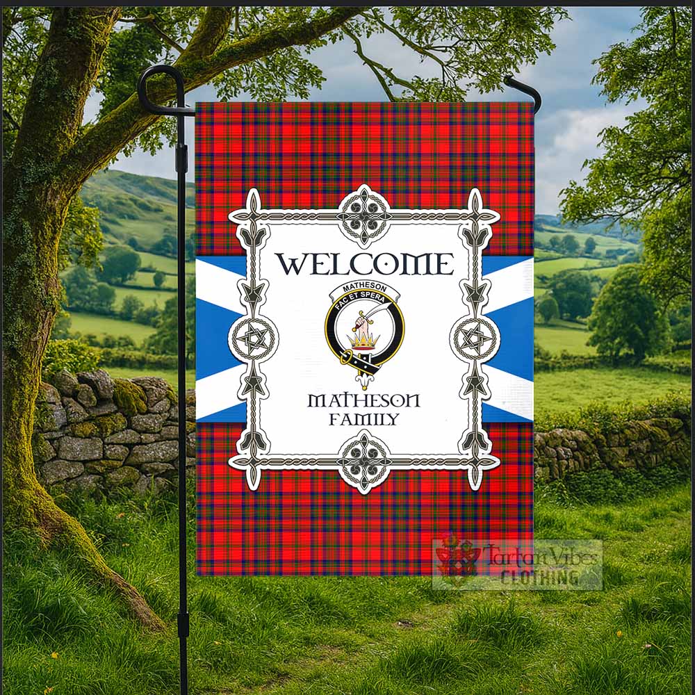 Matheson Family Crest Tartan Welcome Garden Flag Saltire Harmony Style - Tartan Vibes Clothing