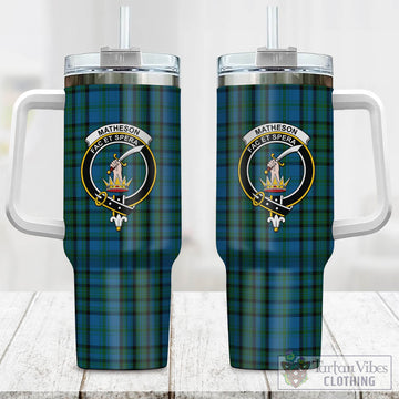 Matheson Hunting Tartan and Family Crest Tumbler with Handle