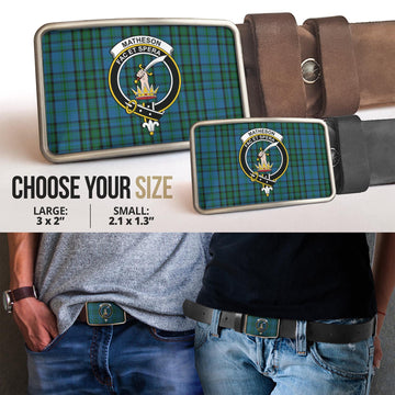 Matheson Hunting Tartan Belt Buckles with Family Crest