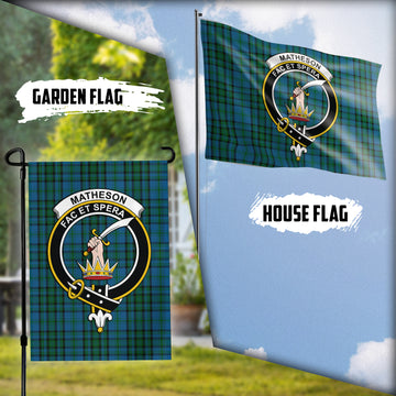 Matheson Hunting Tartan Flag with Family Crest