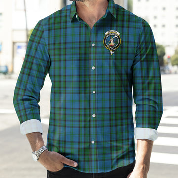 Matheson Hunting Tartan Long Sleeve Button Up Shirt with Family Crest