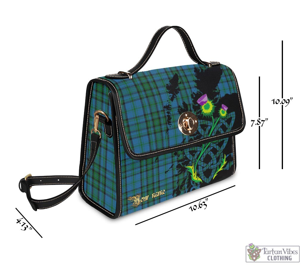 Tartan Vibes Clothing Matheson Hunting Tartan Waterproof Canvas Bag with Scotland Map and Thistle Celtic Accents