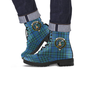 Matheson Hunting Ancient Tartan Leather Boots with Family Crest