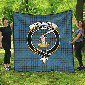 Matheson Hunting Ancient Tartan Quilt with Family Crest