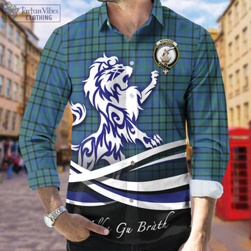 Matheson Hunting Ancient Tartan Long Sleeve Button Up Shirt with Alba Gu Brath Regal Lion Emblem