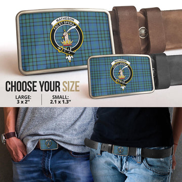 Matheson Hunting Ancient Tartan Belt Buckles with Family Crest