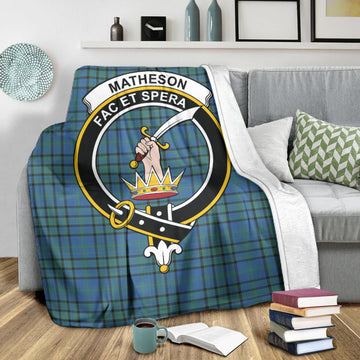 Matheson Hunting Ancient Tartan Blanket with Family Crest