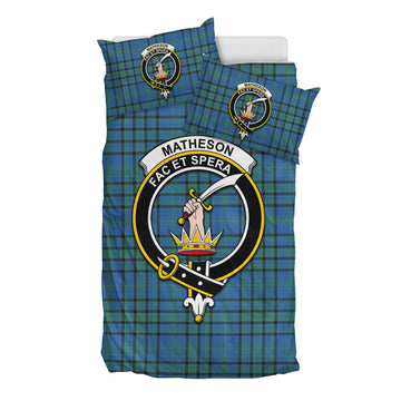 Matheson Hunting Ancient Tartan Bedding Set with Family Crest
