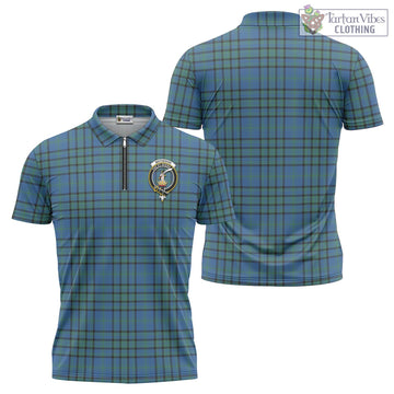 Matheson Hunting Ancient Tartan Zipper Polo Shirt with Family Crest