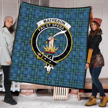 Matheson Hunting Ancient Tartan Quilt with Family Crest