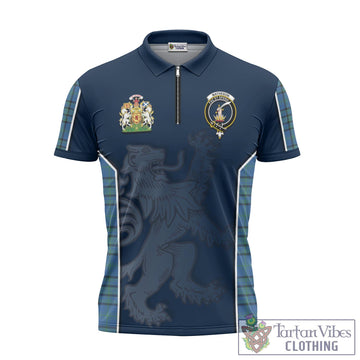 Matheson Hunting Ancient Tartan Zipper Polo Shirt with Family Crest and Lion Rampant Vibes Sport Style