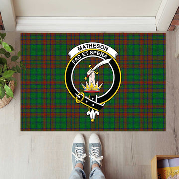 Matheson Hunting Highland Tartan Door Mat with Family Crest