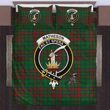 Matheson Hunting Highland Tartan Bedding Set with Family Crest