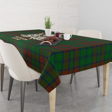 Matheson Hunting Highland Tartan Tablecloth with Clan Crest and the Golden Sword of Courageous Legacy