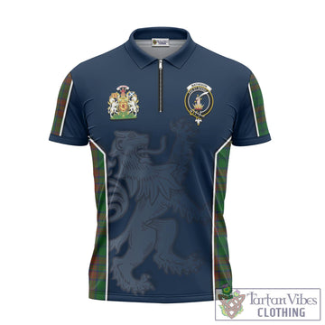 Matheson Hunting Highland Tartan Zipper Polo Shirt with Family Crest and Lion Rampant Vibes Sport Style