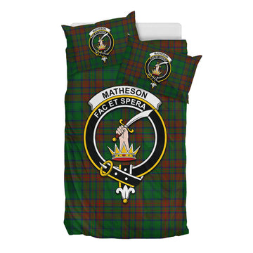 Matheson Hunting Highland Tartan Bedding Set with Family Crest