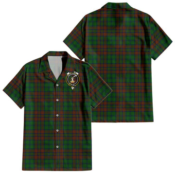 Matheson Hunting Highland Tartan Short Sleeve Button Down Shirt with Family Crest
