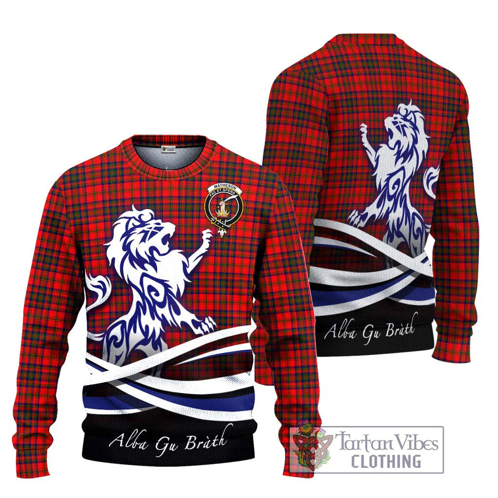 Matheson Tartan Knitted Sweater with Alba Gu Brath Regal Lion Emblem Unisex - Tartanvibesclothing Shop