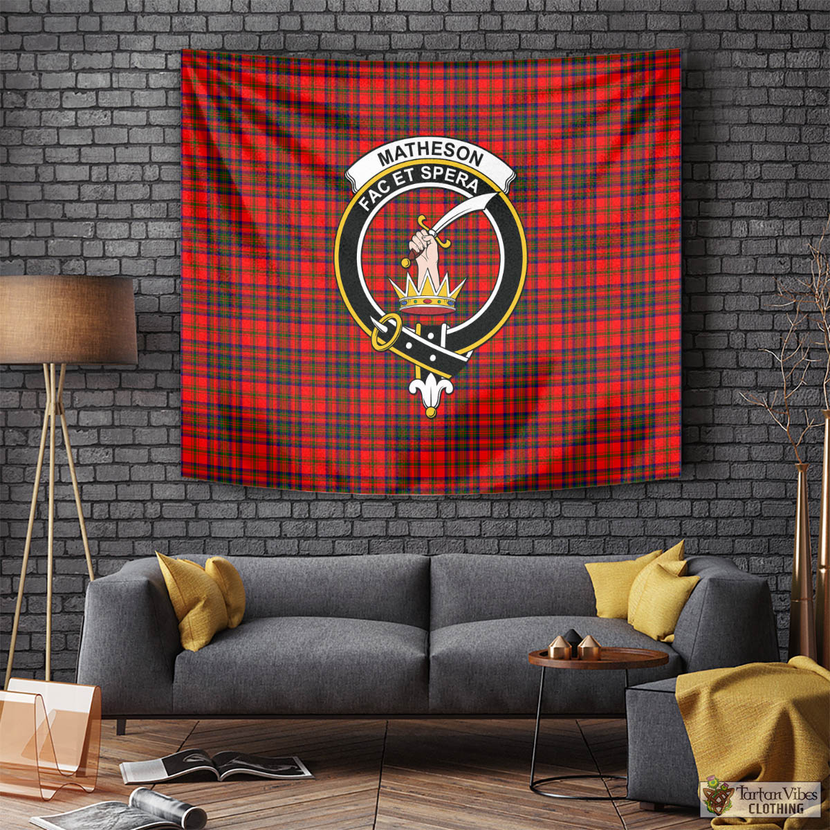 Tartan Vibes Clothing Matheson Modern Tartan Tapestry Wall Hanging and Home Decor for Room with Family Crest